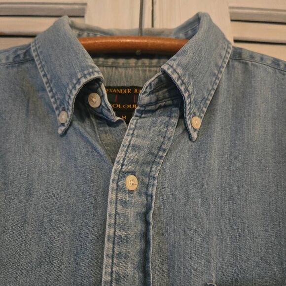 Vintage Alexander Julian Colours Light Denim Long Sleeve Button Down Shirt Medi - Picture 4 of 8